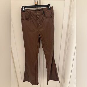 Brown Faux Leather Pants